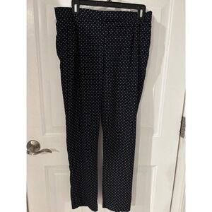 Cynthia Rowley Polka Dot Pants Elastic Waist Casual Career Navy L‎